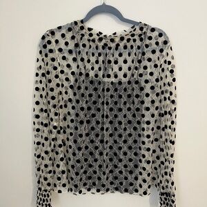 Akris Punto Sheer Black Polka Dot Blouse